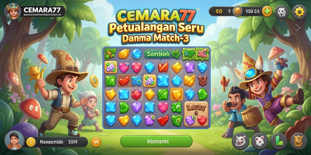 Screenshot gameplay CEMARA77 yang menunjukkan keseruan mencocokkan ikon.