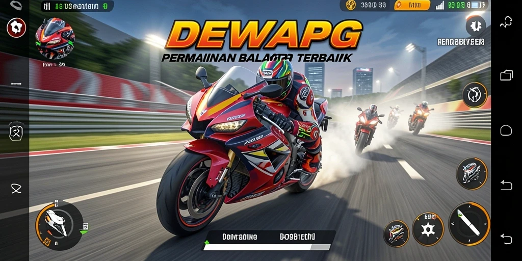 Tampilan gameplay DEWAPG yang mendebarkan di trek balap.