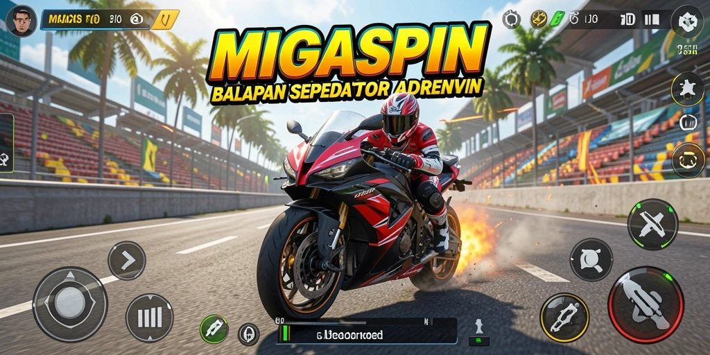 Gameplay MIGASPIN yang seru dan mendebarkan saat balapan.