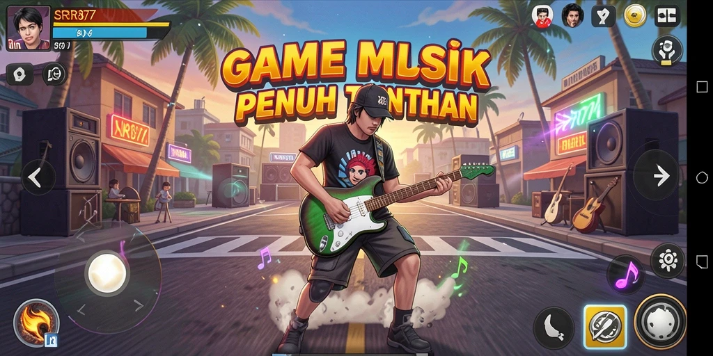 Tampilan gameplay SR877 yang dinamis dan penuh warna.